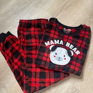 Cuddl Duds Red and Black Checkered Mama Bear Pajama Set